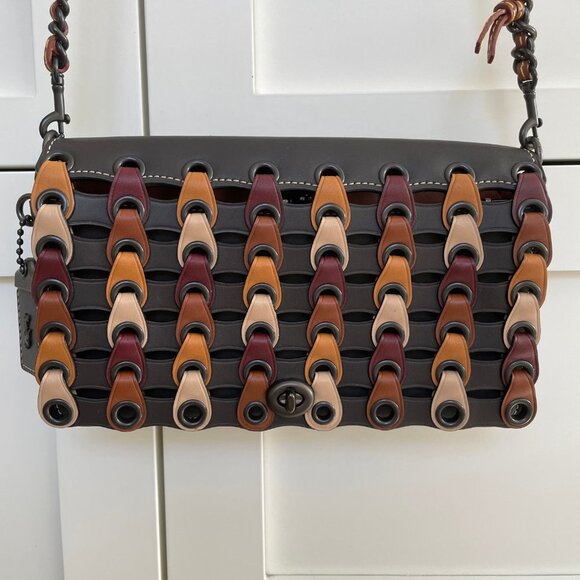 Coach Dinky Tabby Genuine Leather Shoulder Bag Brown/Tan/Cream/Burg Sz OS NWT - Picture 8 of 12